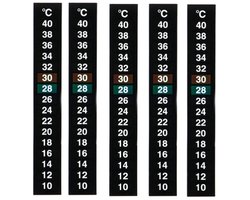 Aquarium Thermometer Sticker – 5 Stuks – Zelfklevende Temperatuurstrip voor Aquarium & Visbak – Water Temperatuurmeter – Aquariumthermometer Strip 10°C tot 40°C