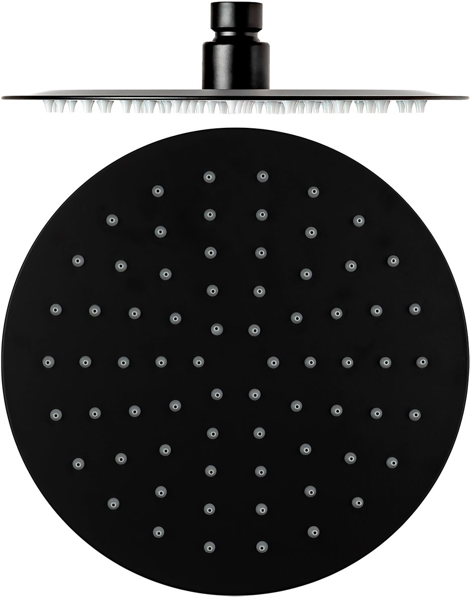 INEA DN-2201 Zwarte Douchekop 20cm Ultra-Dun RVS Antikalk