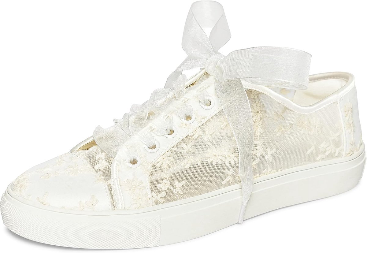 JIAJIA 8835 Wedding Shoes Bridal Sports Shoes Flats Bride Tennis Shoes Lace Up Sports Shoes - ShopVlot