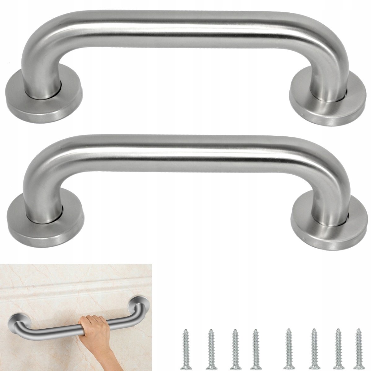 RVS Douchegreep 20cm - 2 Stuks - Wandmontage