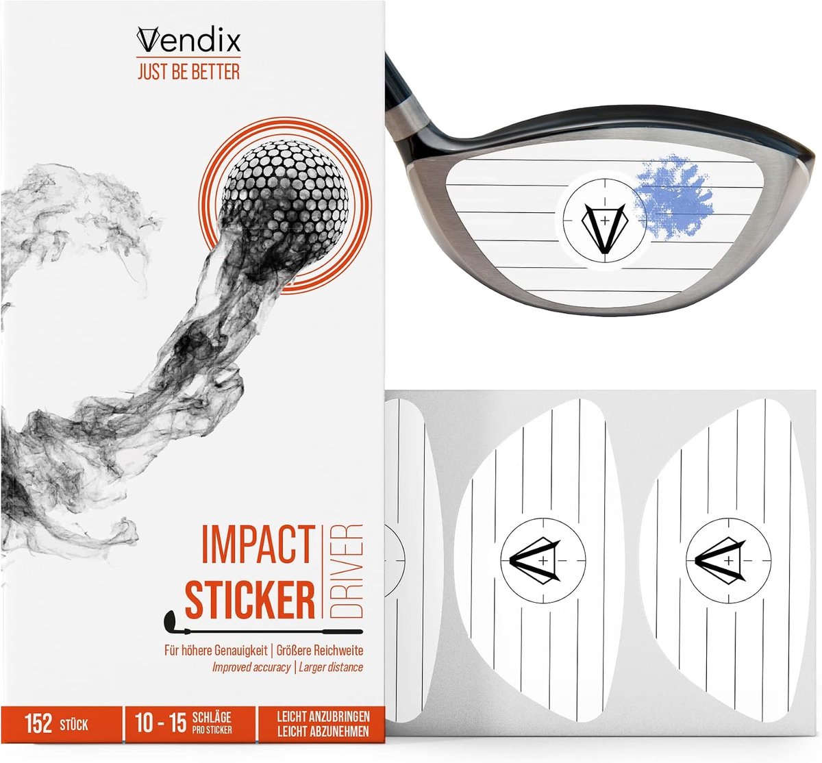 152x Golf Impact Stickers - Weatherproof impact tape to practice all year round to hit the sweet spot - ShopVlot