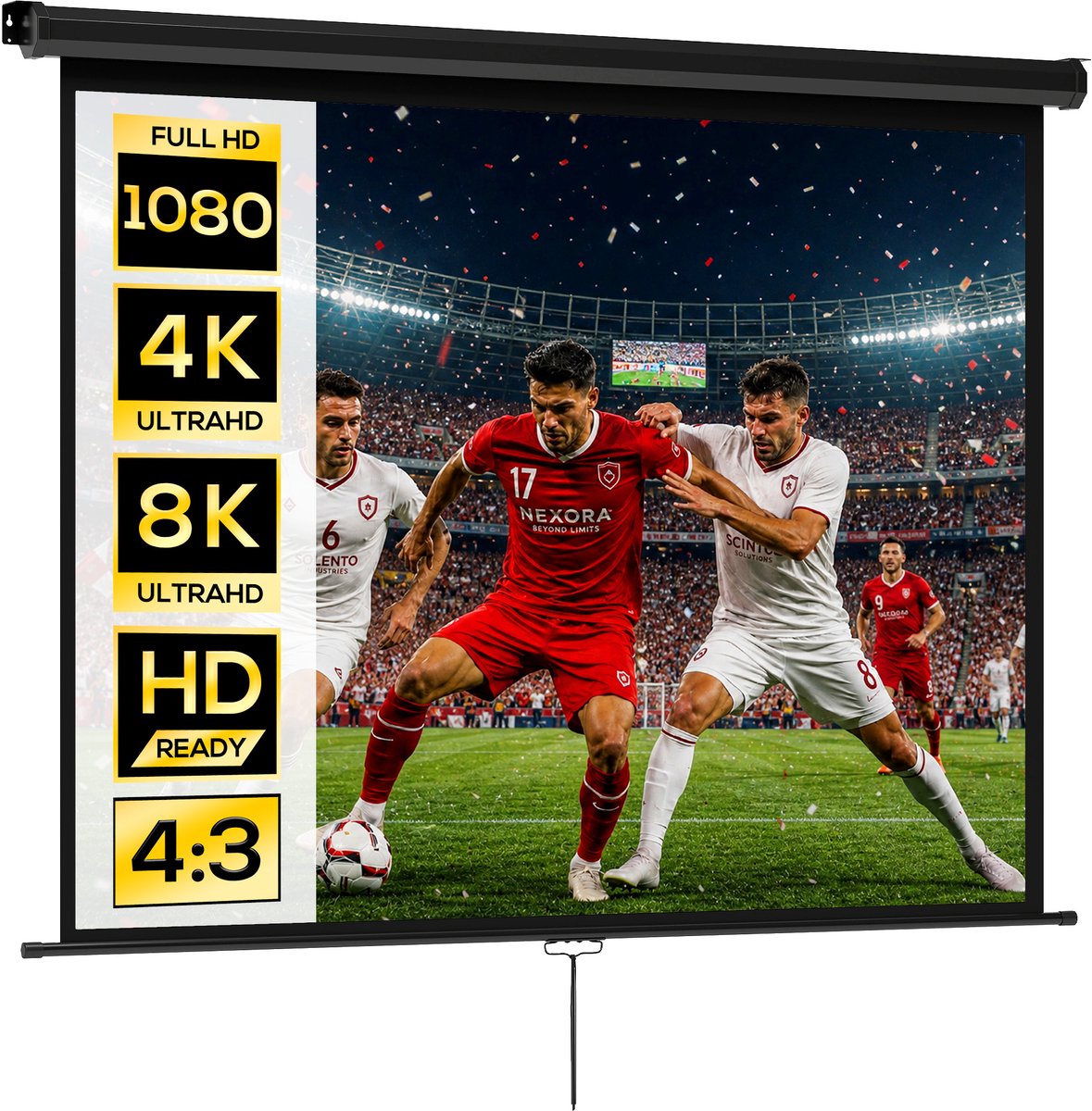 Projectiescherm van 84 inch - beamer-scherm - 4:3 4K HD - wand- of plafondmontage - 181 (L) x 8 (B) x 138 (H) cm - zwart
