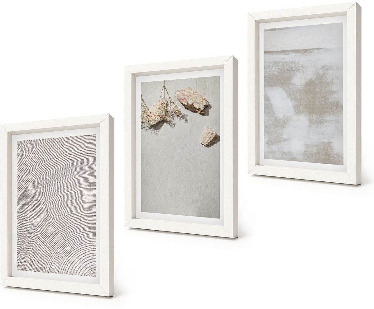 Coloray 3-Delige Schilderij Set - Zandstenen en een verweerde textuur in boho-stijl - 20x30 - Stijlvolle Muurdecoratie - Kantoor - Woonkamer Decoratie