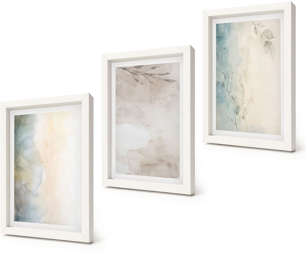 Coloray 3-Delige Schilderij Set - Fijne aquarelkartonnen - 20x30 - Muurdecoratie - Decoratieve Schilderijen - Wohnzimmer