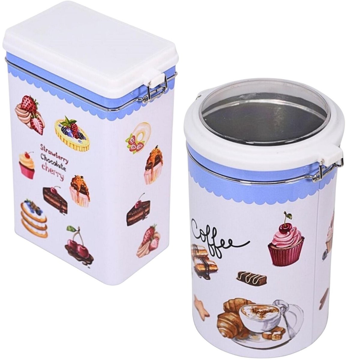 Excellent Houseware Keuken voorraadblikken - set 2x - met beugelsluiting - koffie / suiker / meel - 20 cm hoog