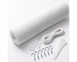 RHEINBERG - Balkon Vogelnet en Kattennet 4,5 x 3 m – Uitschuifbaar Duivennet tot 7,5 m, Kattengaas met 2,5 x 2,5 cm mazen, Inclusief haken, pluggen, kabelbinders en touw