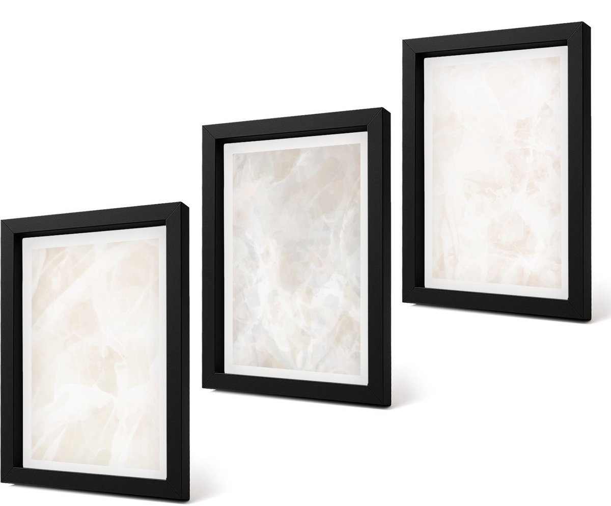 Coloray 4-Delige Schilderij Set - Elegante marmersteen achtergrondtextuur - 20 x 30 cm - Wanddecoratie - Schilderijen Set - Kantoor - Muurdecoratie