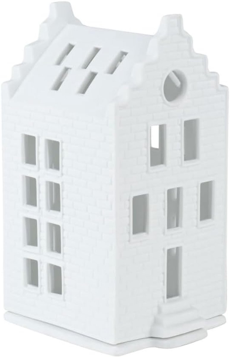 Räder Light House Porcelain Candle Holder, White, 8 cm x 7.5 cm x 16 cm - ShopVlot