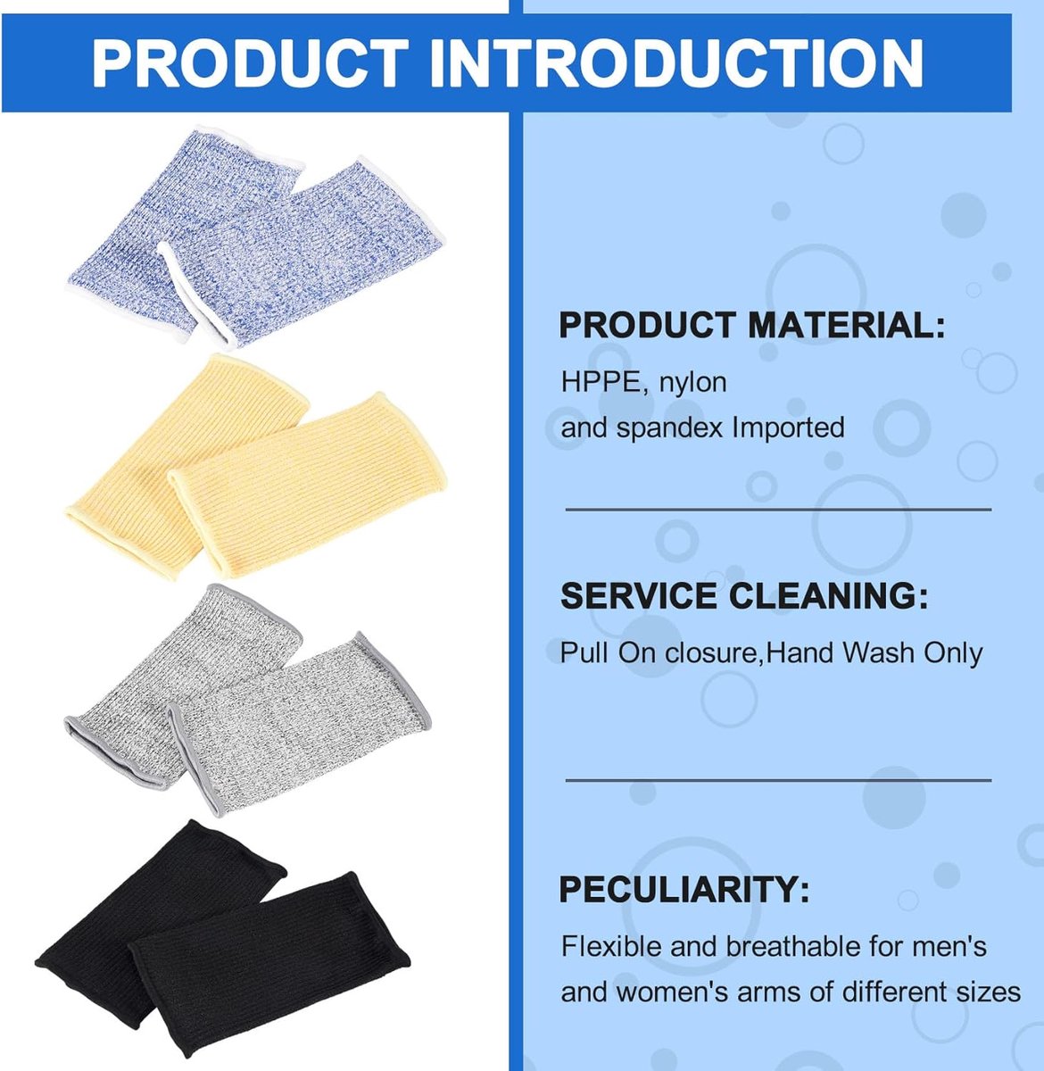 Forearm protection, 4 pairs of anti-cut and fireproof arm protectors, made of robust HPPE and nylon material for - ShopVlot