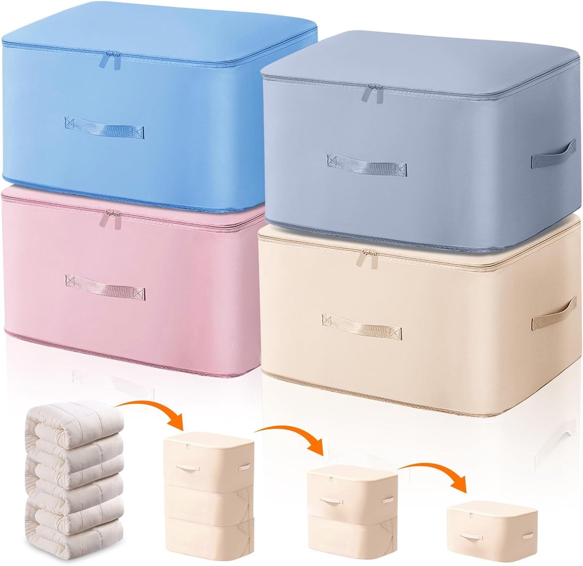 4 stuks ultra ruimtebesparende zelfcomprimerende organizer, 52 x 42 x 60 cm, opbergtas voor dekbedden, 4 kleuren - ShopVlot