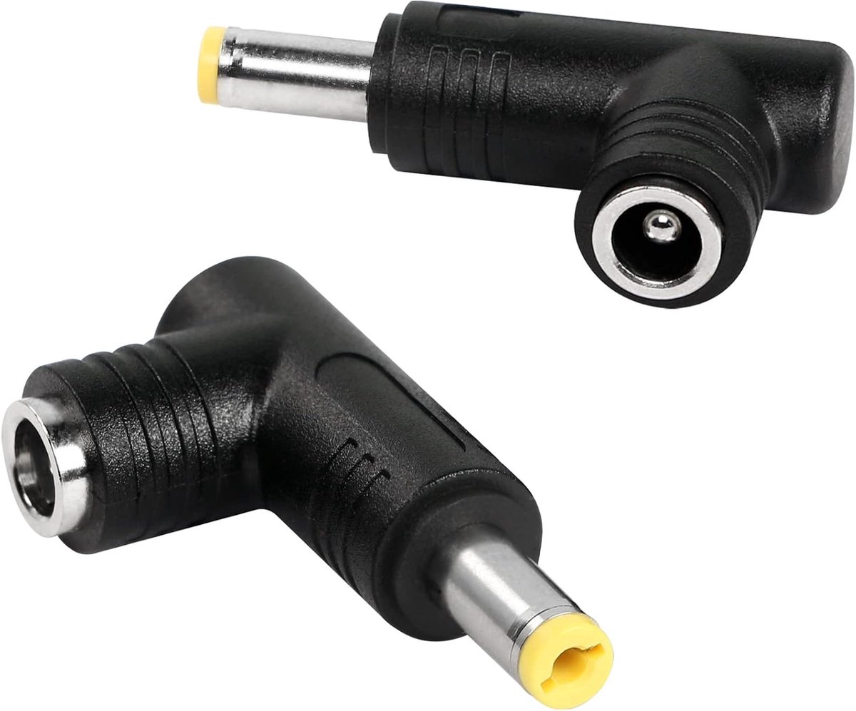 DC Power Adapter, 90 Degree Angle DC Adapter 5.5mm x 2.5mm Female Jack to 5.5mm x 2.1mm Male Plug Coupling Converter - ShopVlot