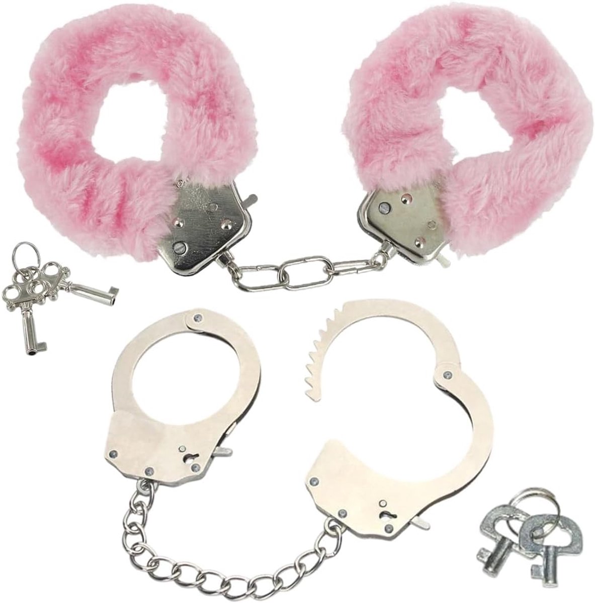 EIHI Roze pluche handboeien, Handboeien voor bondage, Handboeien voor s m, feestaccessoires (roze + zilver) - ShopVlot