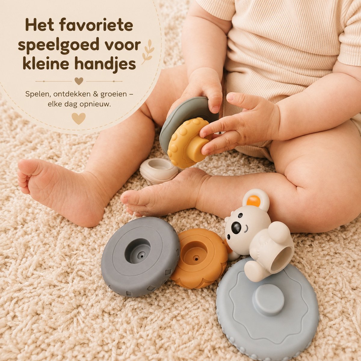 Joymaxx Koala Stapelblokken & Stapelringen - Sensorisch Baby Speelgoed 12 maanden - 13 Stuks - 6 maanden tot 2 jaar — afbeelding 6
