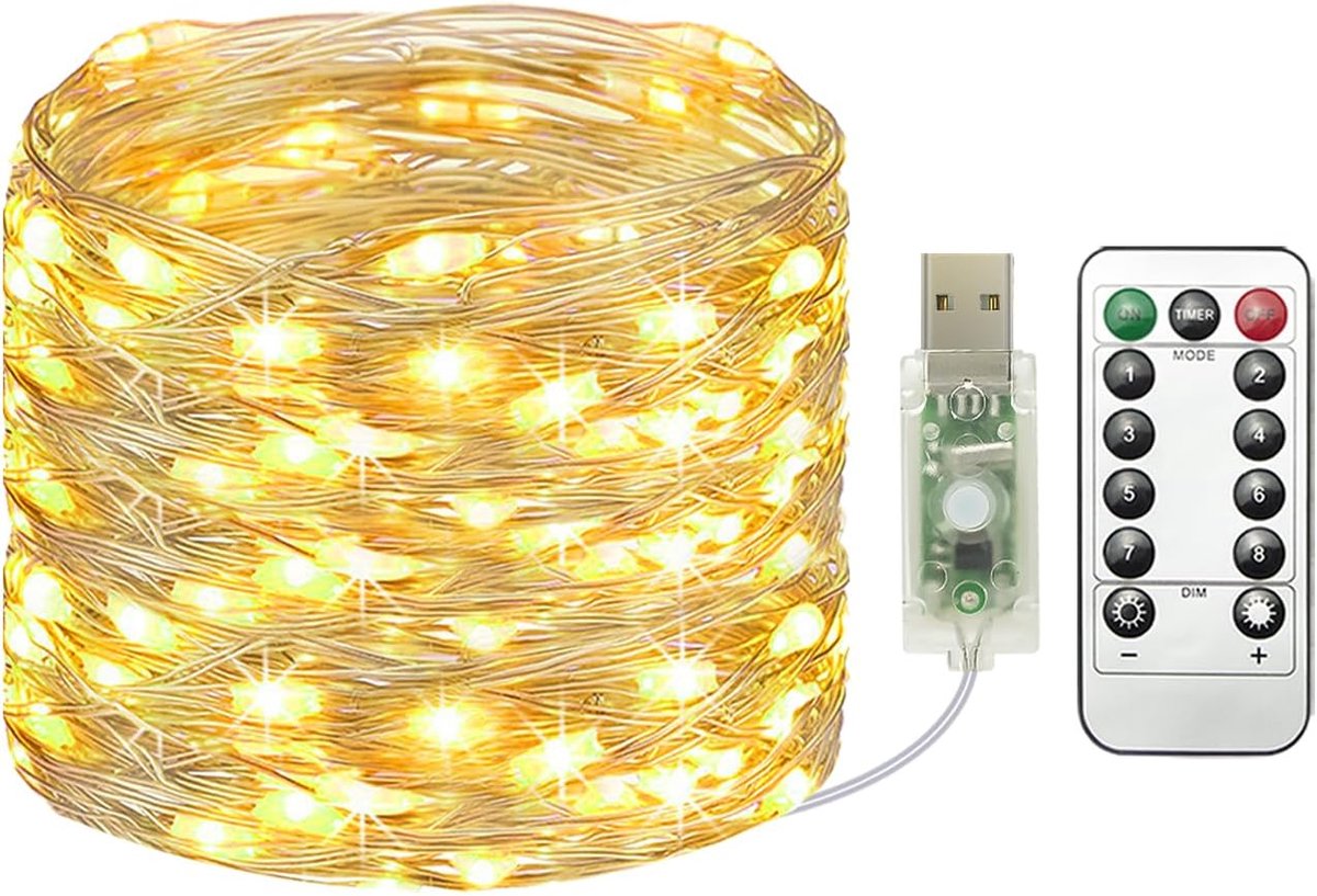 litogo USB Fairy Lights with Remote Control, 120 LEDs, Copper Wire, Christmas Fairy Lights for Room, Children's Room - ShopVlot