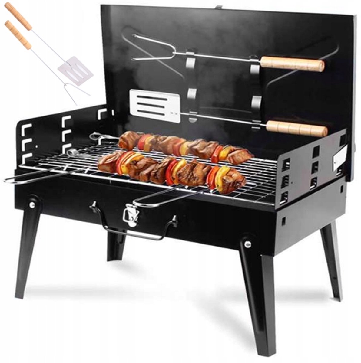 Draagbare BBQ Grill in Koffer - Inkl. Accessoires - Kamperen & Tuin