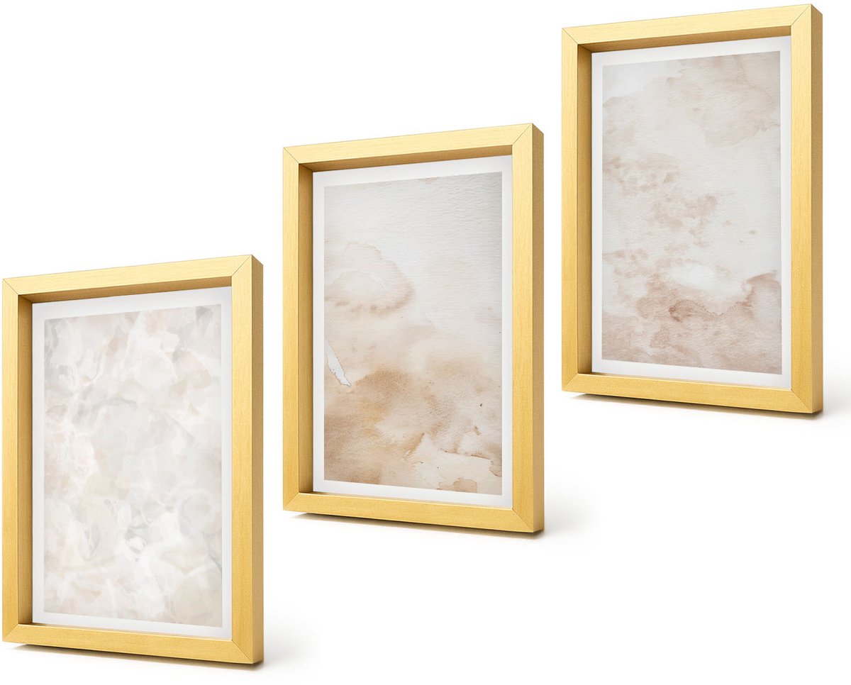 Coloray 4-Delige Schilderij Set - Modieuze texturen in pastelkleuren. - 20 x 30 cm - Stijlvolle Muurdecoratie - Slaapkamer - Interieur Decoratie