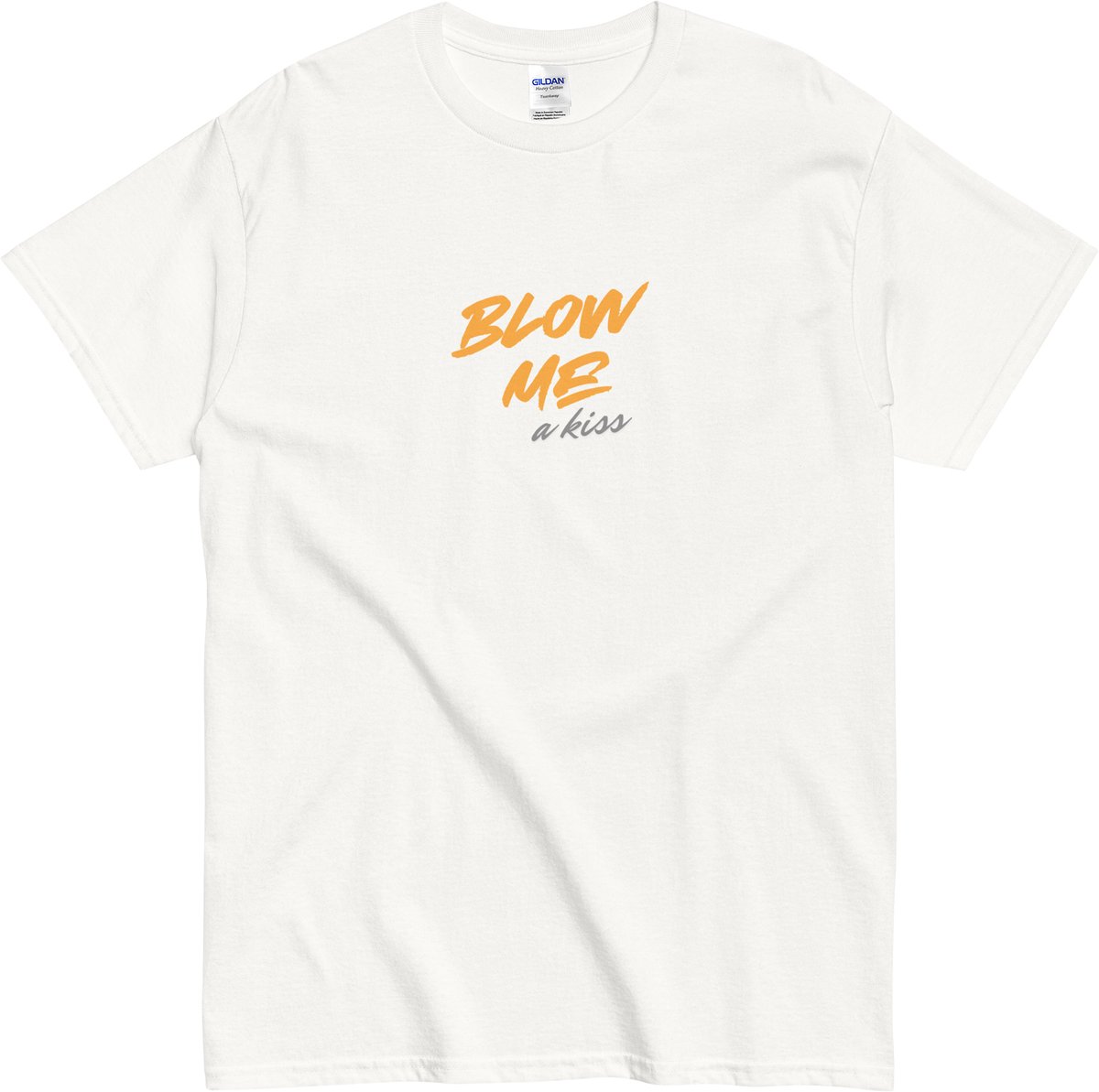 Heren Tshirt met Ondeugende Quote: Blow Me a Kiss - Origineel Humor Cadeau - Wit - XXL