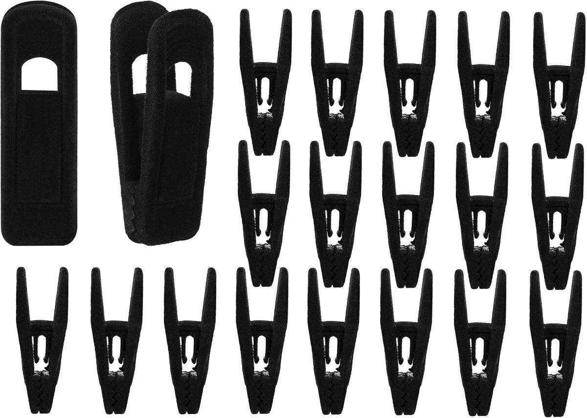 Kledinghangerclips - broekclips - stevige vingerclips - gemaakt van plantaardig fluweel - laat geen sporen achter - antislip - zwart - 20 stuks