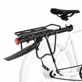 Wieport - Fietsbagagedrager Mountainbike - Bagagedrager met Spatbord - Snelle Montage - Snelspanner 24-29 inch - Zwart