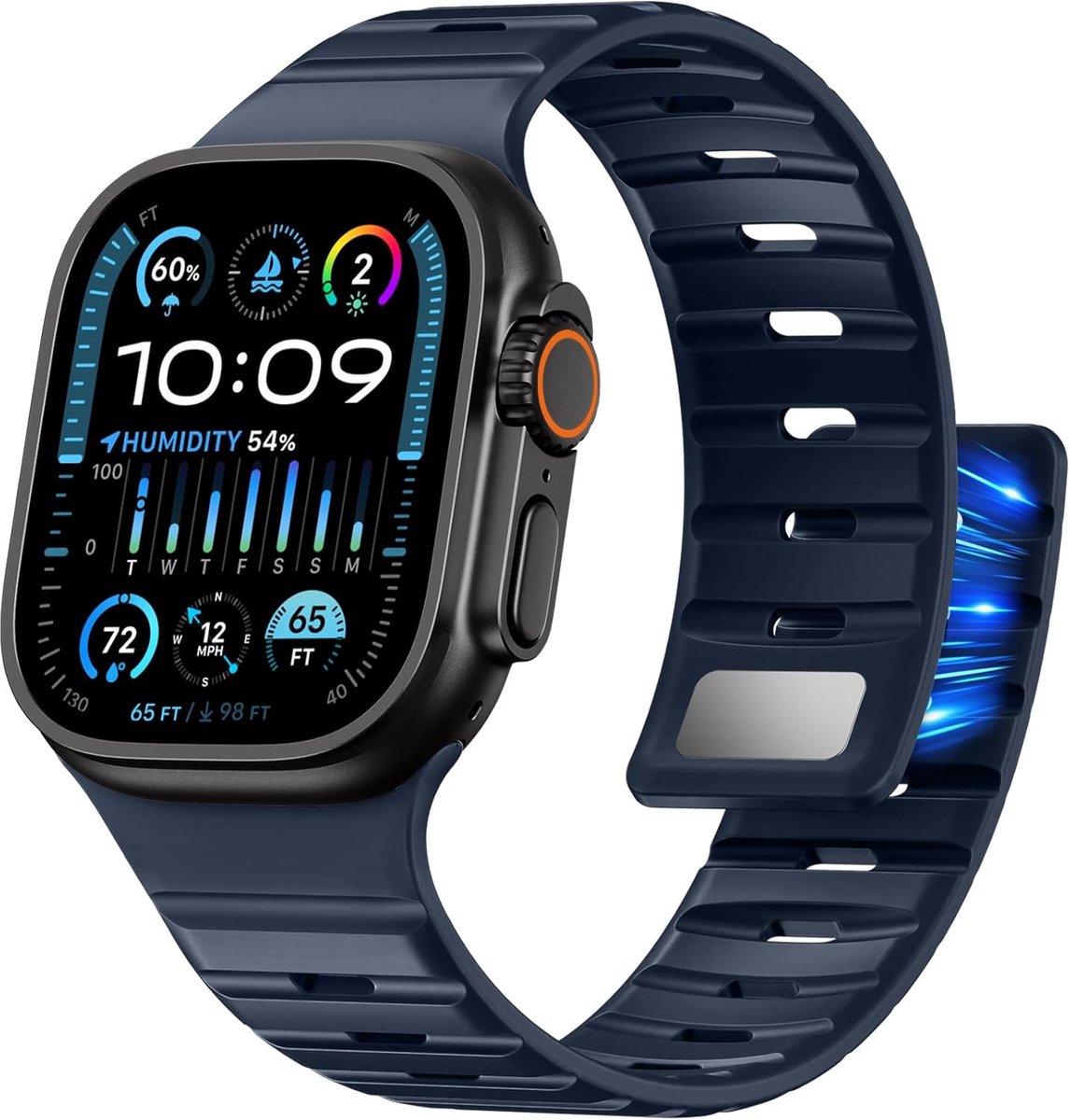 Maledan Magnetic Strap Compatible with Apple Watch Ultra 2 49mm 46mm 45mm 44mm 42mm 41mm 40mm 38mm Dual Protection - ShopVlot