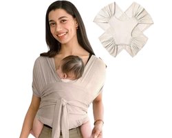 Draagdoek - Ergonomische Babydrager voor Voor, Borstvoeding & Slapen - Babywrap - Baby carrier – Newborn - Verstelbaar & Ademend - Beige - LOUZIR