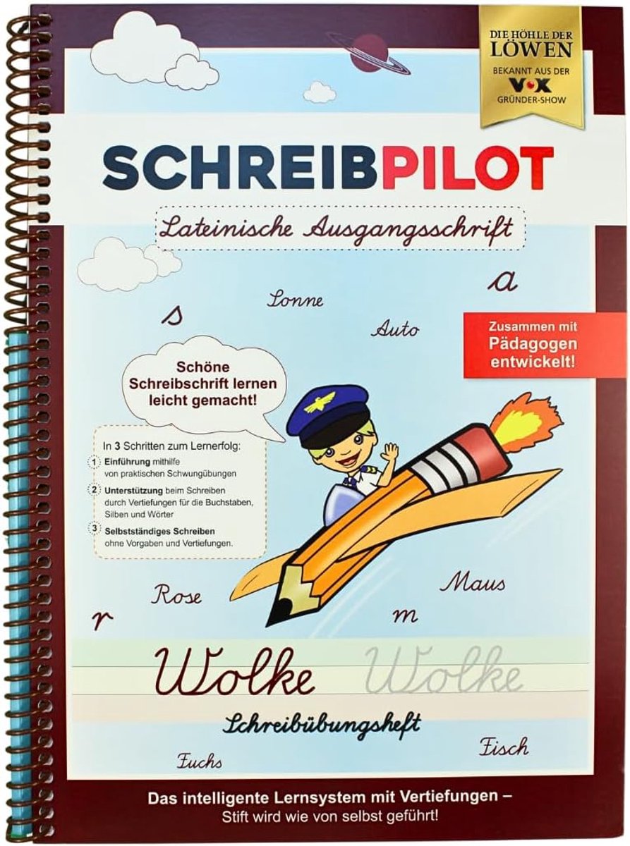 Writing pilot Writing ressenheft for ABC shooters with embossed letters for learning writing in Latin starting point. - ShopVlot