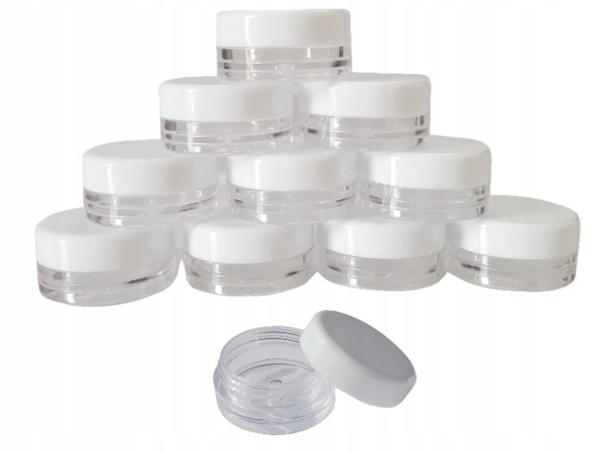 100x Potjes 3ml voor Nagels - Transparant/Wit