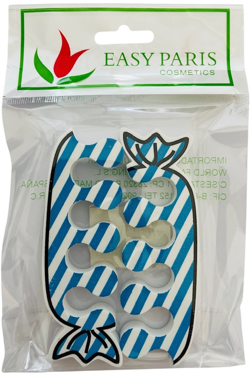 Easy Paris - Foam teenspreiders voor pedicure en het aanbrengen van nagellak - Blauw - Wit - Zwart - In blisterverpakking