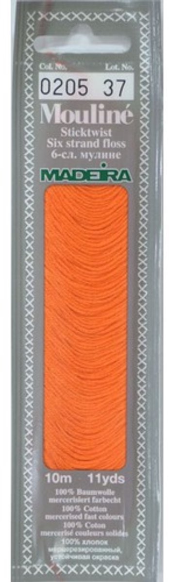 Borduurgaren Madeira Mouline 10 meter 6 draads splijtgaren - oranje (205)