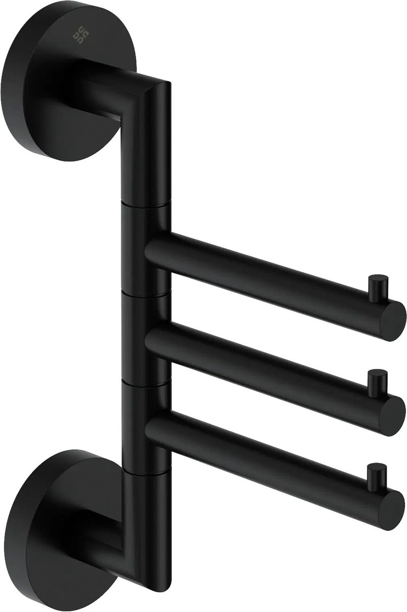 Sanifun JASMIN Handdoekdrager Zwart 3-Armig – RVS 304 – Wandmontage