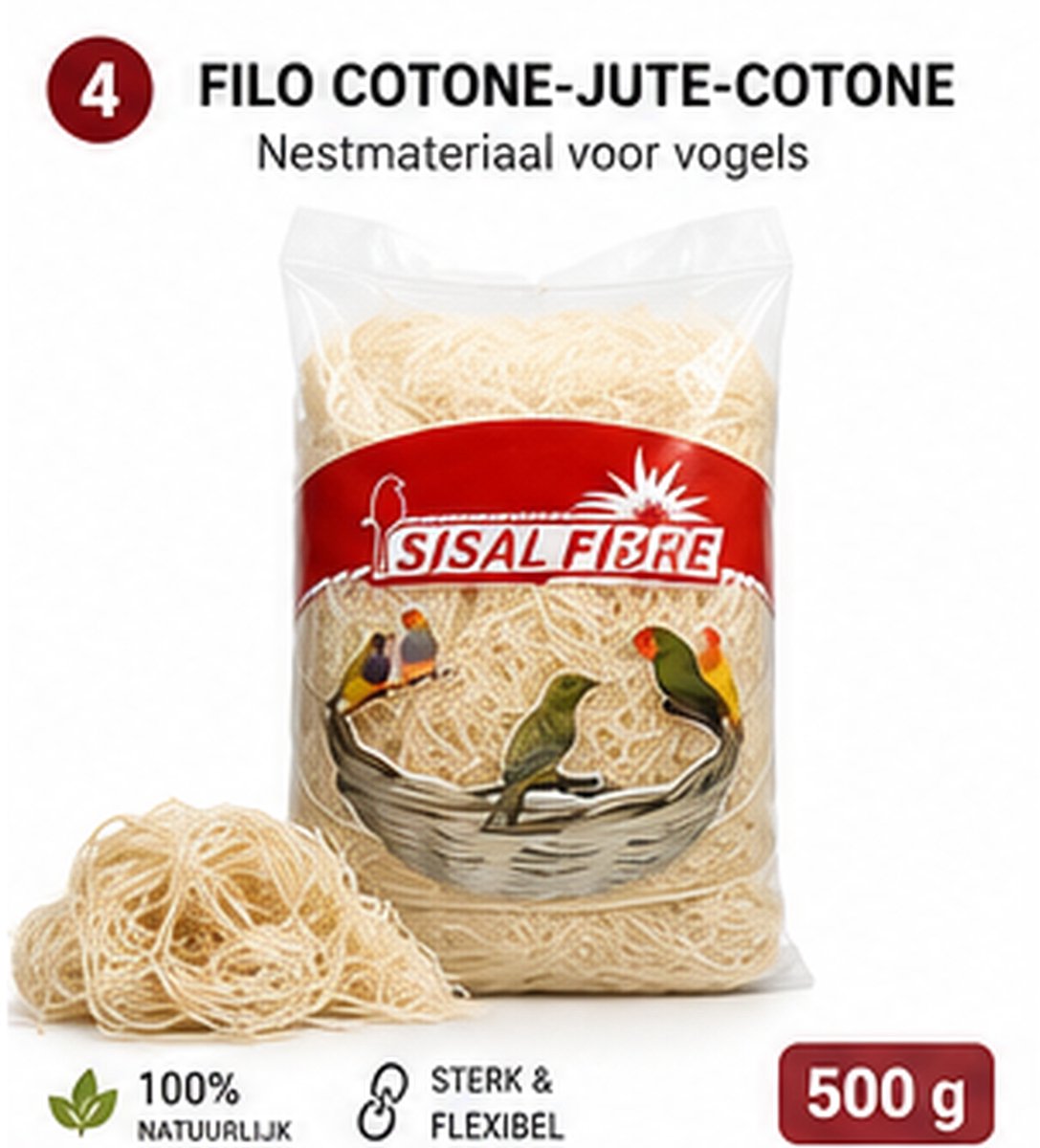 Sisal Fibre Nestmateriaal Katoengaren-Jute 500 g