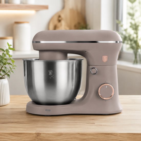 Berlinger Haus® Keukenmachine 1300W – Krachtige Mixer met 5L RVS Mengkom – 6 Snelheidsstanden – Pulsefunctie – Matt Taupe van Berlinger Haus — afbeelding 2