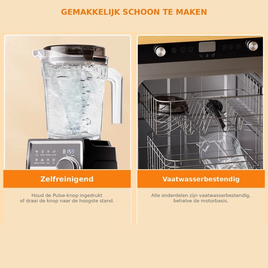 Seth Select Smoothie Blender - 1500W - 2,6L - BPA-vrije Blenderkan - 6 RVS messen - 7 programma's - Zelfreinigend - Zwart van Seth Select — afbeelding 5