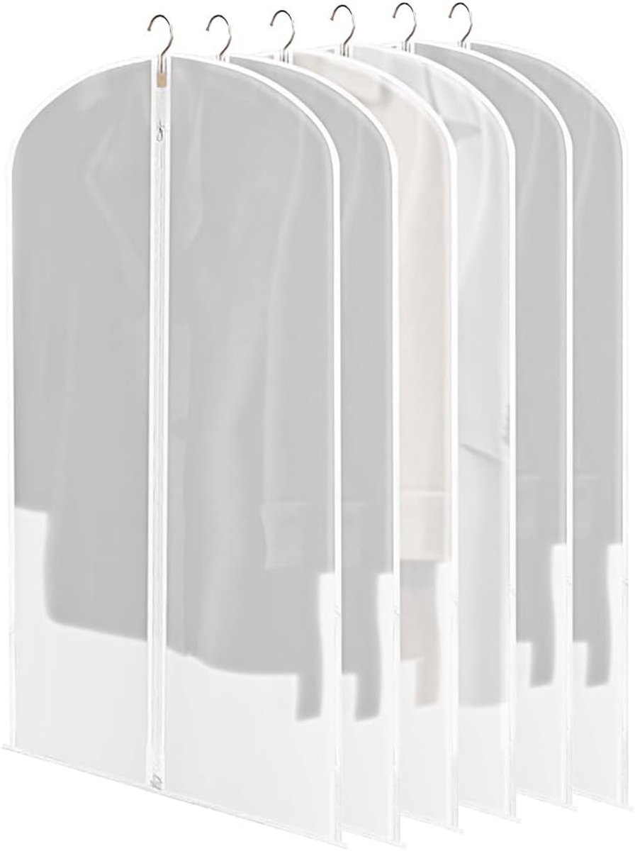 KZQ Set van 6 Transparante Stofdichte Kledinghoezen - 60 x 100 cm, Waterdicht en Regenbestendig, Voor Overhemden, Jassen, Pakken en Lange Jurken