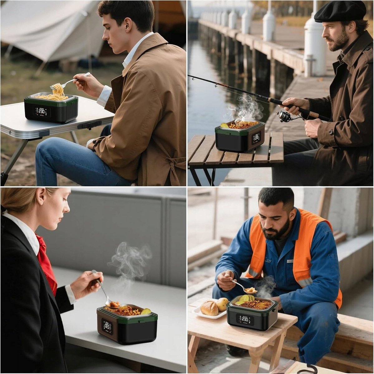 Elektrische Lunchbox - Verwarmde Bento Box - Thermos Lunchbox - 1000 ml - 60W Snel Verwarmend - 6 Temperatuurstanden - Voorverwarmen - ook Powerbank - met Isolatietas - Draagbare Broodtrommel - Voor Kantoor & School & Auto - Zwart en Groen — cadeau in Kookcadeaus - foto 5