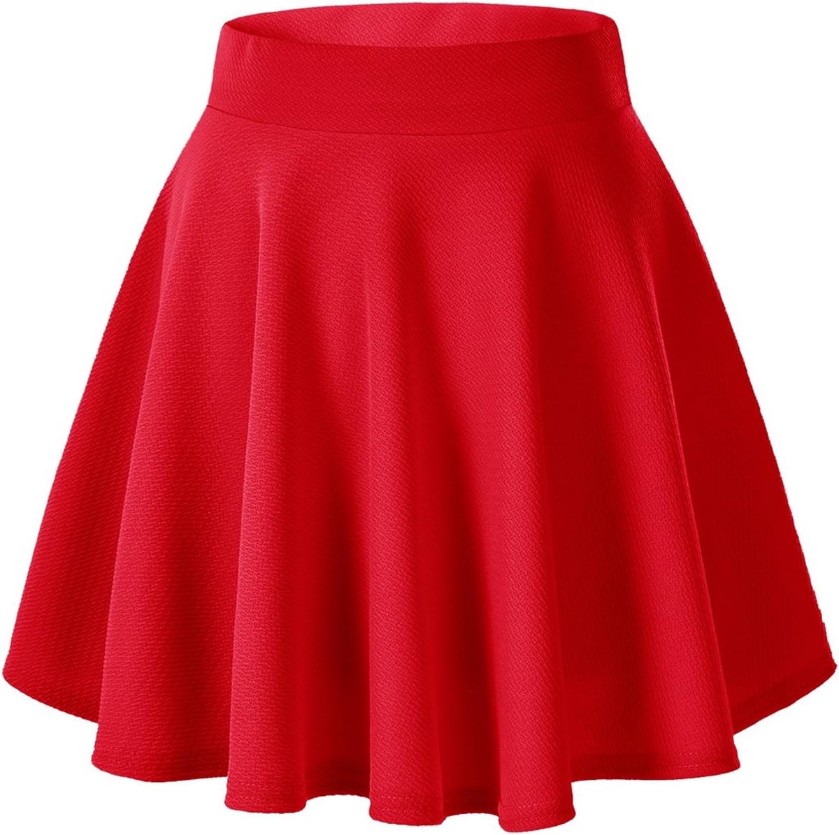 Urban CoCo Women's Basic Versatile Stretchy Flared Casual Mini Skater Skirt, Red, XL - ShopVlot