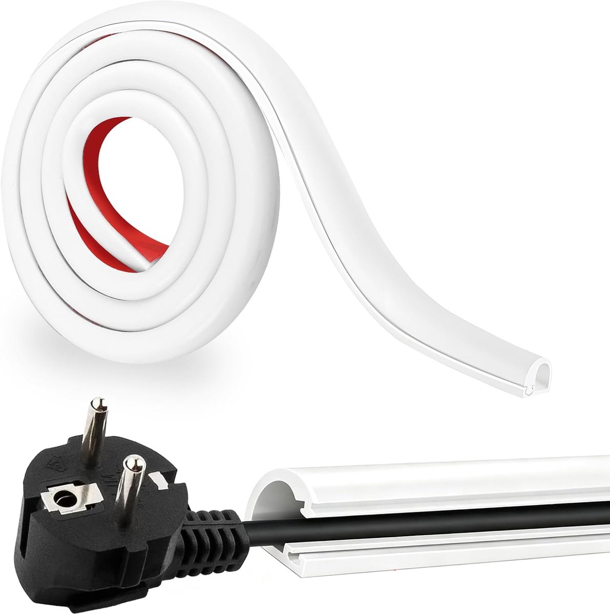 Kabelgoot, wit, zelfklevend, mini, 1 m, flexibele siliconen kabelgoot, kabel verstoppen, kabelafdekking, kabelkanalen - ShopVlot