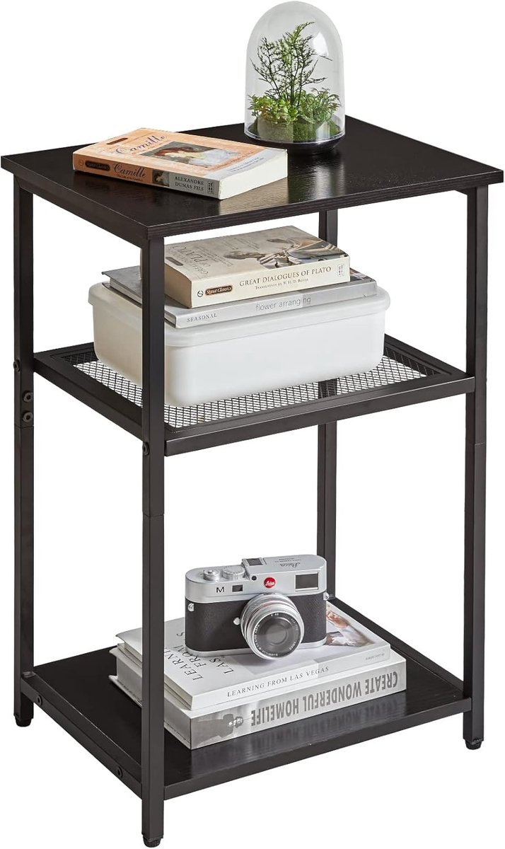 IBUYKE TMJ403B Industrial Wire Mesh Side Table Robust Steel Construction for Living Room Bedroom Office Black - ShopVlot