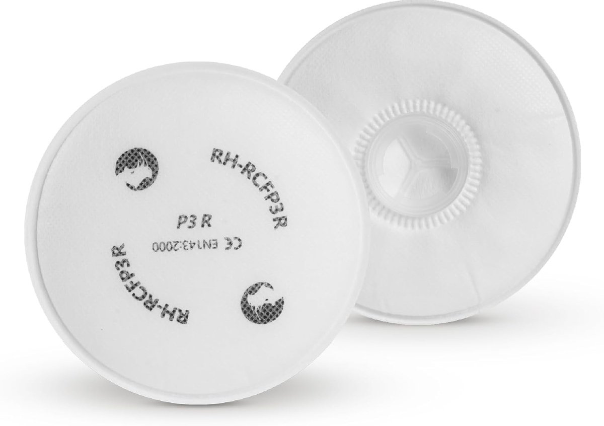 RHINO Smart Solutions x2 P3R Herbruikbare Ademhalingsmaskerfilters Stofvrij voor Schilderen, Bouw, Doe-Het-Zelf - ShopVlot