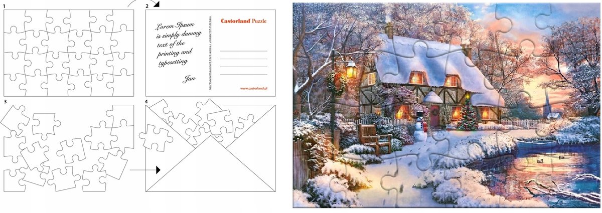 Castorland Puzzel Bekijkkaart 24 Stukjes - Winterhuisje