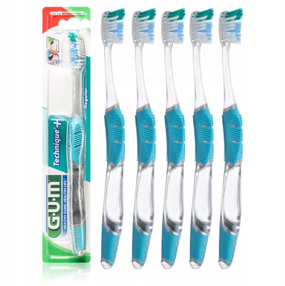 GUM Technique+ Handtandenborstel Zacht - 5 Stuks