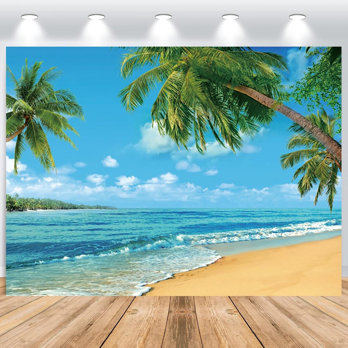 Summer Beach Photo Background 2.2x1.5m Hawaii Coast Island Tropical Palm Ocean Photography Wedding Baby Birthday - ShopVlot