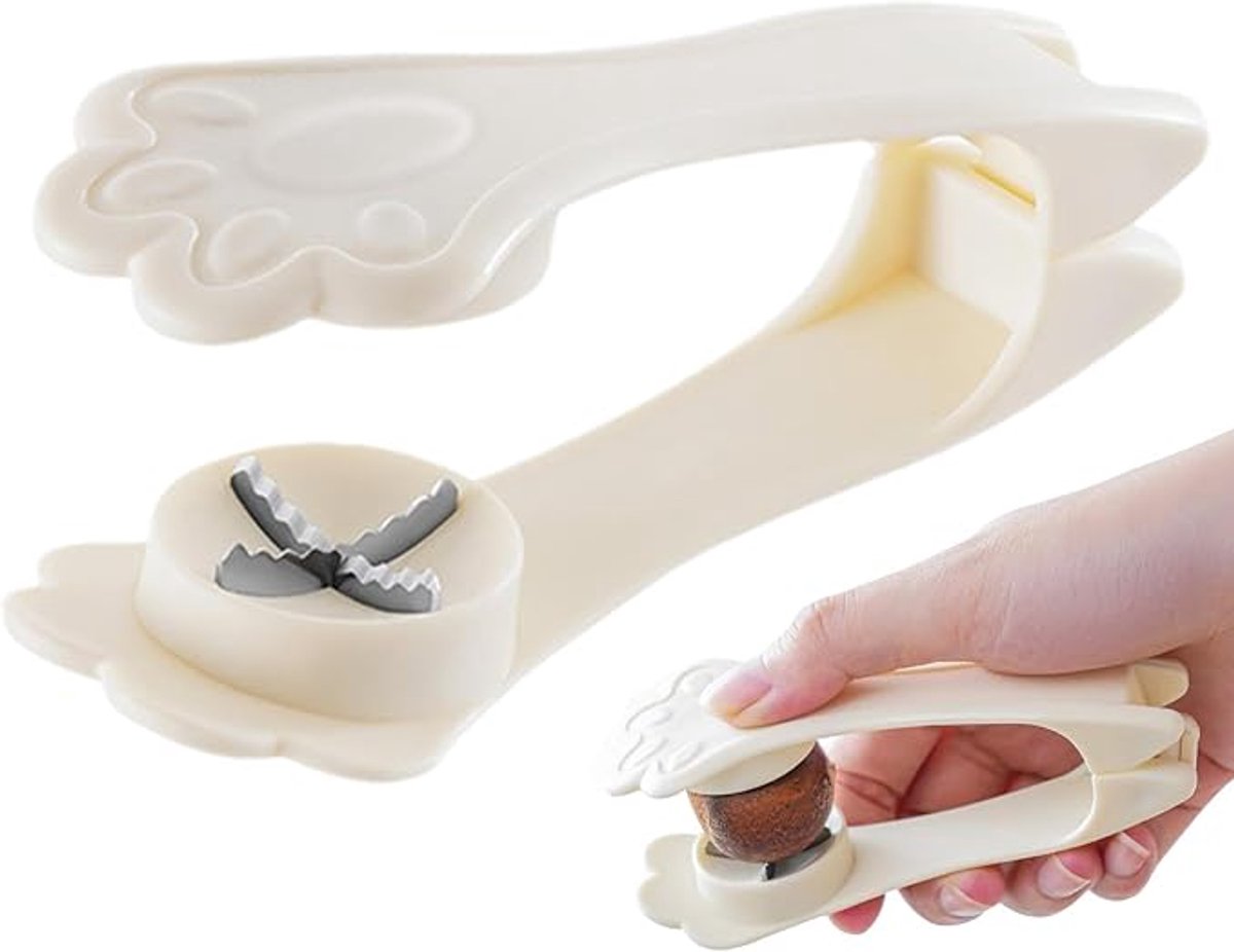 1 stuk-Notenkraker-notenkraker walnoten-Kastanjeclip-notenopener -Kastanje-Tang-antislip handgrepen-Notenkraker Voor Kastanjes-Keukengerei-geschikt voor walnoten, hazelnoten, noten, amandelen, zeevruchten-Wit-PP + roestvrij staal