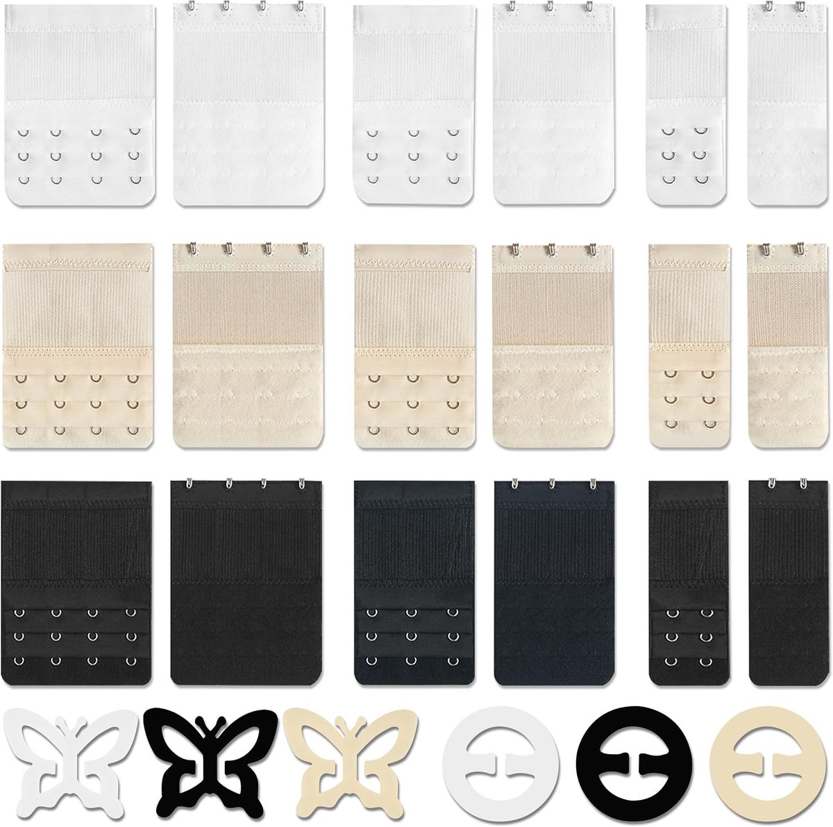 24 Pieces Women's Bra Extenders Extension Band in 3 Colors with 2/3/4 Hooks, Elastic Polyester Bra Band Extension for - ShopVlot