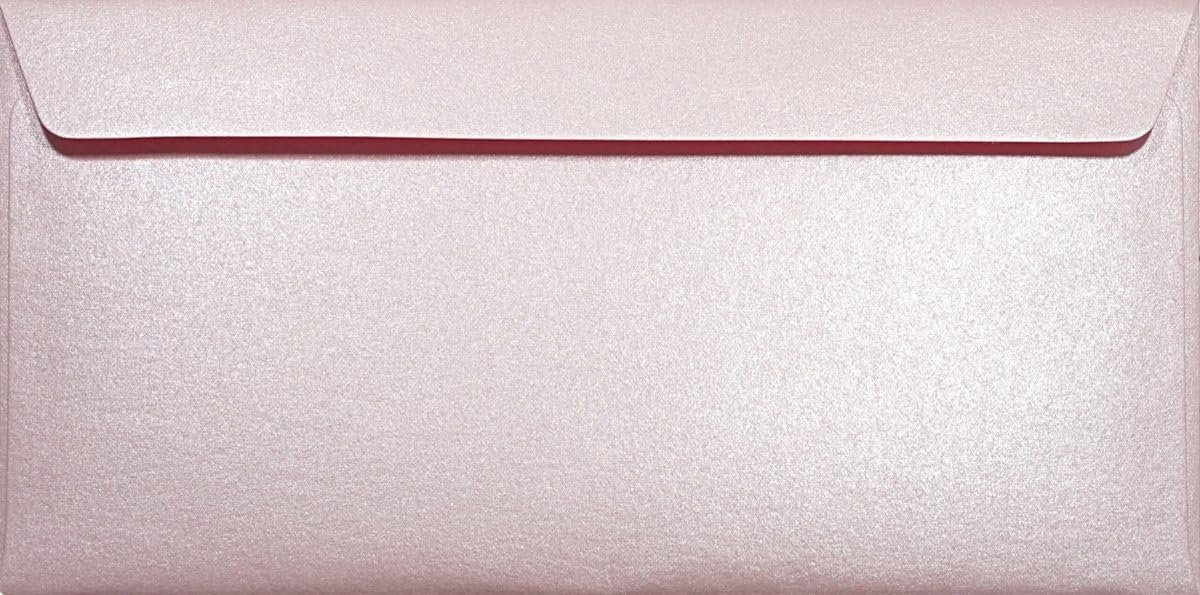 Netuno 25 Pearl Pink DL Long Envelopes 120g 110x220mm Majestic Petal Straight Flap for Wedding Birthday Cherry Mass - ShopVlot