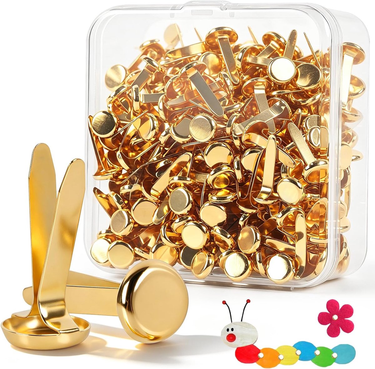 Kleine metalen klemmen voor bevestiging van papier, 200 stuks, bevestigingselementen van papier, 8 x 18 mm, goud, voor - ShopVlot