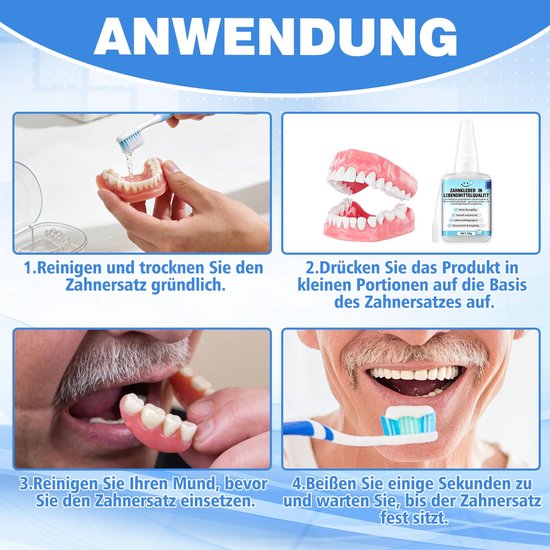 Tandlijm voor tanden, tandlijm, tandprothesenlijm, tandcement, kloofvullend, sneldrogend, weerbestendig en waterdicht - ShopVlot — afbeelding 3