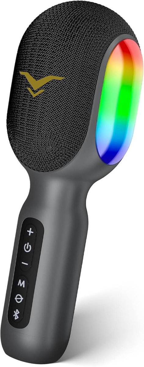 Karaokemicrofoon, draadloze led-microfoon, draagbaar, led, voor kinderen, karaoke met muziekopname en - ShopVlot