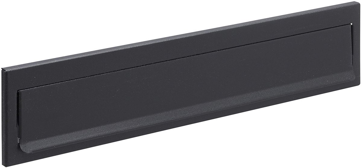 Famanu – Brievenbussen van maxistaal voor buitendeuren of poorten, weerbestendige brievenbus met opening van 32,5 x 3 cm, afmetingen 34,2 x 7,3 cm in getextureerd zwart