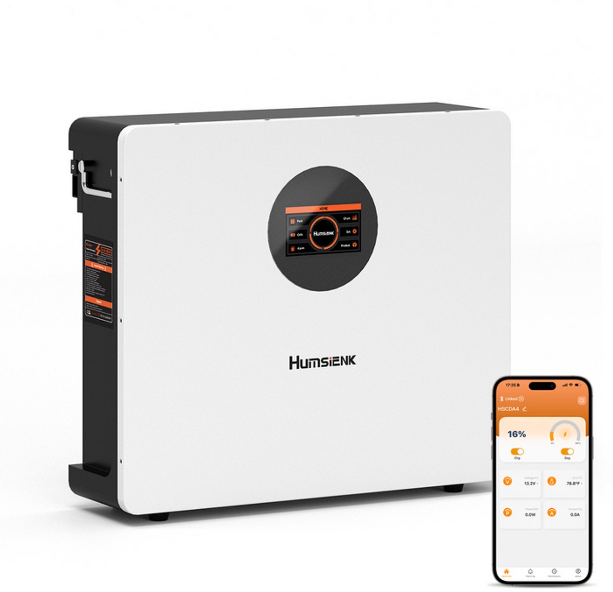48V 100Ah LiFePO4 wandaccu met Bluetooth, actieve balancering (3A), LCD-touchscreen, 5.12kWh, 100A BMS, uitbreidbaar tot 15P (76.8kWh), voor thuiszonne, off-grid en backup